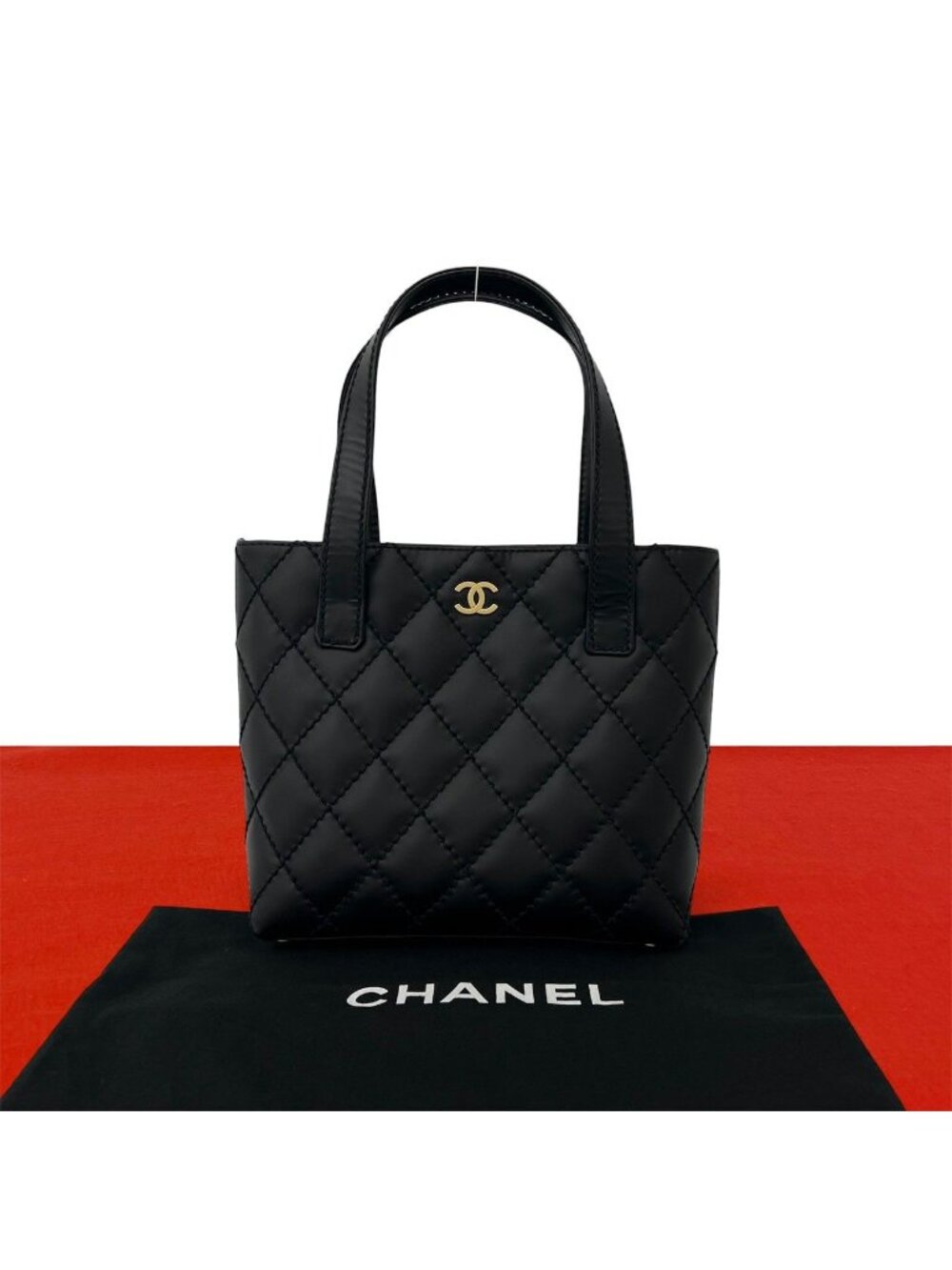 Chanel Wild Stitch CC Logo Leather Handbag Black